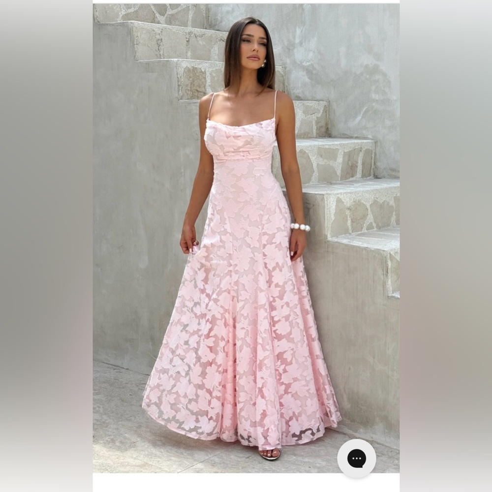 Pink Lace Evening Gown
